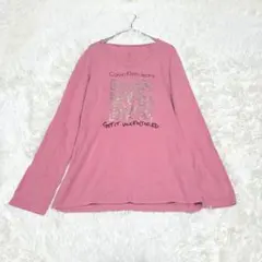 ​CKカルバンクラインジーンズ M ロンT ピンク スタッズ ロゴ ストレッチのサムネイル