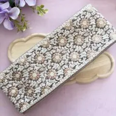 【インド刺繍リボン086】1m チュール 幅約10cm 太幅リボン長さ変更可能