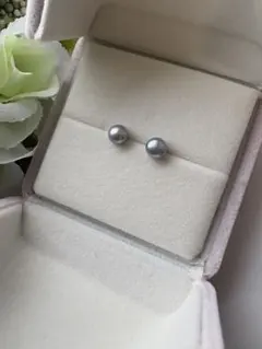 ブルーグレー 淡水パール スタッドピアス 新品