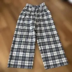 GU チェック柄 ワイドパンツ 140cm