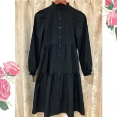 GU ジーユー フリル スタンドカラー クラシカルティアードワンピース 長袖