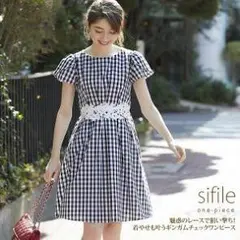 再販多★人気toccocloset ウエストレース　ギンガムワンピース