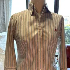 バーバリーロンドンストライプ7分袖長袖ホース刺繍シャツ