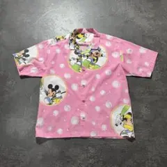 ディズニー Disney MICKEY 時計柄 シルクシャツ ヴィンテージ 美品
