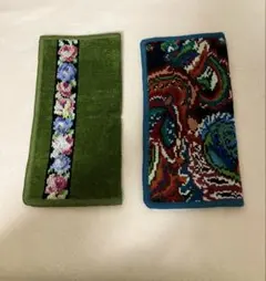 FEILER 花柄 緑色 タオルハンカチ ２枚セット