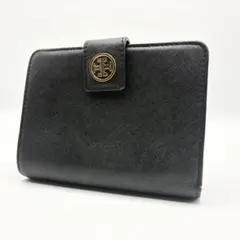 TORY BURCHトリーバーチ 二つ折り財布 ロゴ金具 レザー ブラック