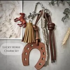 レザー 馬蹄 キーチャーム バッグチャーム タッセル 幸運 お守り じゃらじゃら