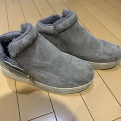 グレー ファスナー付きムートンブーツ