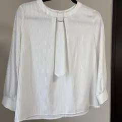 ホワイト ストライプ シャツ　セレモニー　仕事着