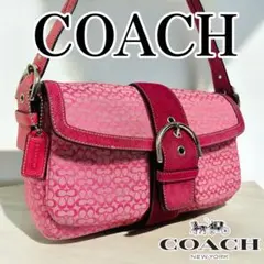 希少カラー コーチ ショルダーバッグ キャンバス ソーホー ピンク シグネチャー