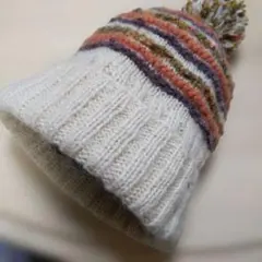 (株）林八百吉商店　ポンポンデザインウール混紡ニット帽