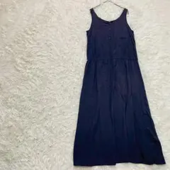 ユニクロ ノースリーブロングワンピース 前ボタン レーヨン