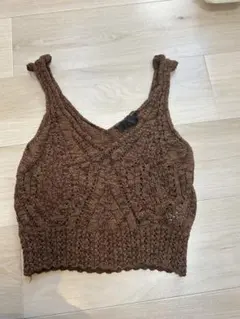 ZARA ブラウン編み込みキャミソールs