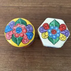 メキシコの陶器の小物入れ2個セット
