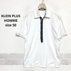 KLEIN PLUS HOMME ネクタイ風ポロシャツ 白 50 半袖 J862のサムネイル