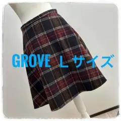 grove Ｌサイズ レディース　スカート　膝丈　ゆったり　チェック　秋　フレア