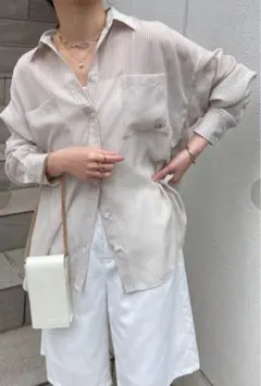 COLLAGE GALLARDAGALANTE シアーストライプシャツ ベージュのサムネイル