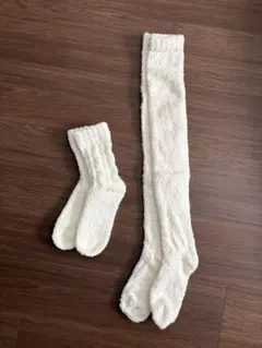 モコモコソックス　ショート　ニーハイ　白