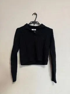 ケーブルニットポロ