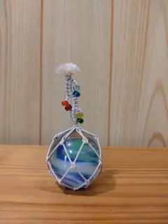 工房花時 浮き玉 卓上用 大球8,0 透明ヒビ入 カレット付き 450 工房花時 浮き玉 卓上用 大球8，0 透明ヒビ入 カレット付き