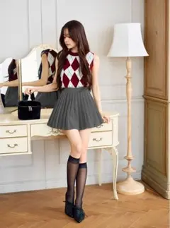 新品　GRL グレイル　アーガイル柄ニットノースリーブトップス