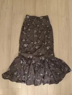 花柄 マーメイドスカート ブラウン