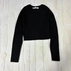 ZARA ❣️黒 クロップド ニット 薄手 ✨️ミニ丈✨️Sサイズ
