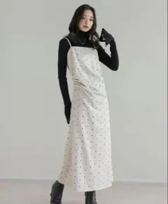 ドット柄 キャミワンピース ホワイト Mサイズ　グレイル