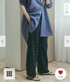 新品タグ付◉ BLACK DOORS リネンレーヨンドットイージーパンツ