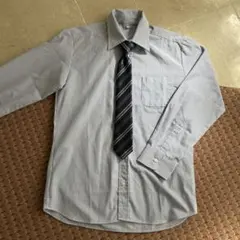 ★美品★男子 ストライプ 長袖シャツ ネクタイおまけ 150cm 卒業式 結婚式