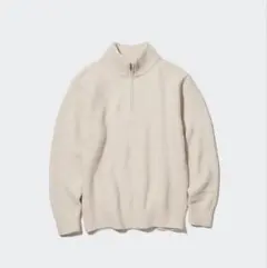 ベージュ ハーフジップセーター