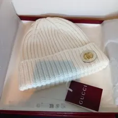 【新品未使用】GUCCI ダブルG付き ウールカシミア キャップ ホワイト