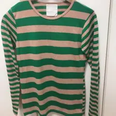 RAYBEAMS ビームス/beams  カットソーグリーン×ベージュレディース