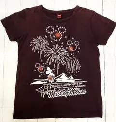 ディズニー ミッキーマウス Tシャツ M パープル 紫 花火