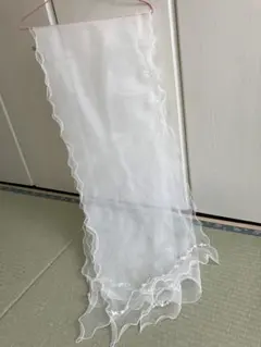 【結婚式・パーティー】シフォンショール 白 フリル 刺繍入り フォーマル 羽織り