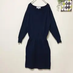 【ロペピクニック】 ニットワンピ ロング M相当 ネイビー きれいめ くびれ