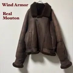 90's✨リアルムートン　シープスキン　レザージャケット　ライダース　茶系　L