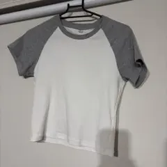 UNIQLO ラグランTシャツ ホワイト×グレー M