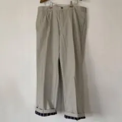 L.L.Bean ベージュ チノパン 38×30 チェック柄フランネル総裏付き