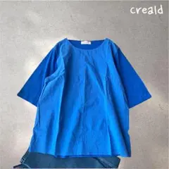 1032＊クレアルド【M】Tシャツ　五分袖 　ブルー　シンプル　カジュアル