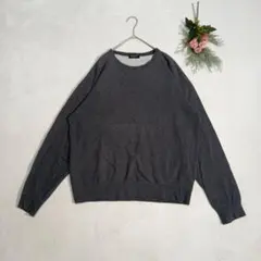 【コムサイズム】 トレーナーグレーバックロゴ刺繍Lサイズコットン100%ゆったり