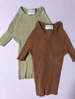 【最終値下】black by moussy 半袖リブニット(2色セット)