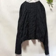 美シルエット シャーリング シアーカットソー デザイントップス 黒 y2k L