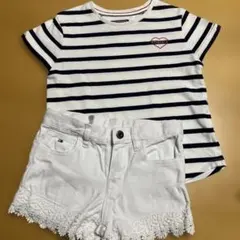 TOMMY HILFIGER ボーダーTシャツ 104cm＆半ズボン4T 女の子