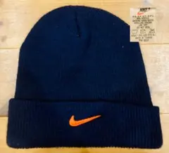 ニット帽 帽子 90s ナイキ NIKE ビーニー ネイビー バスケット ロゴ