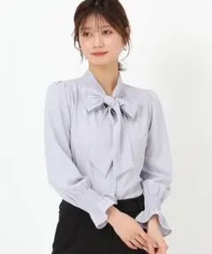 ミッシュマッシュ　ボウタイブラウス　ブルーのサムネイル