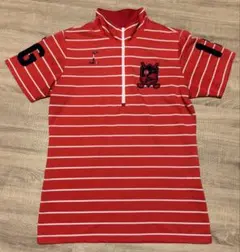 FILA GOLF レディース 半袖ポロシャツ ゴルフウェア レッド ボーダーL