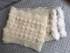 ハンドメイド マフラー フェイクファー付き