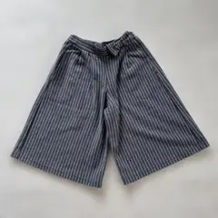 【新品未着用】リボン付きグレーストライプ♡ワイドパンツ♡GU秋冬春