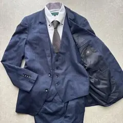 【人気 良品】スーツセレクト スーツ セットアップ スリーピース 紺色 M〜L